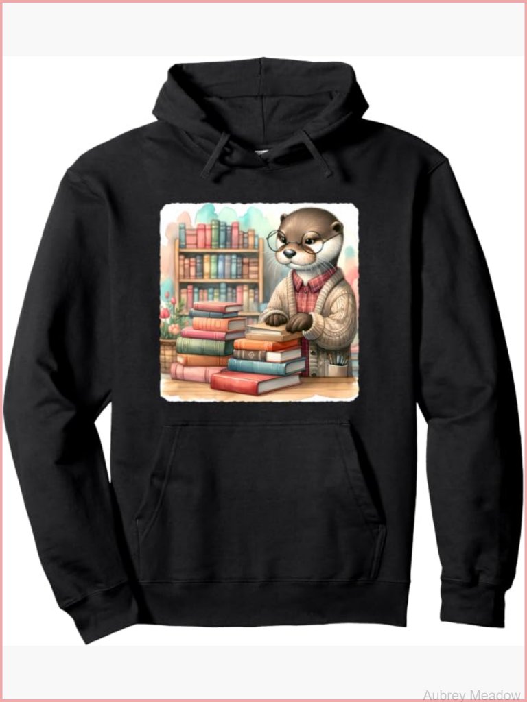 Library Cardigan Hoodie Otter Books Organizing Design Pullover